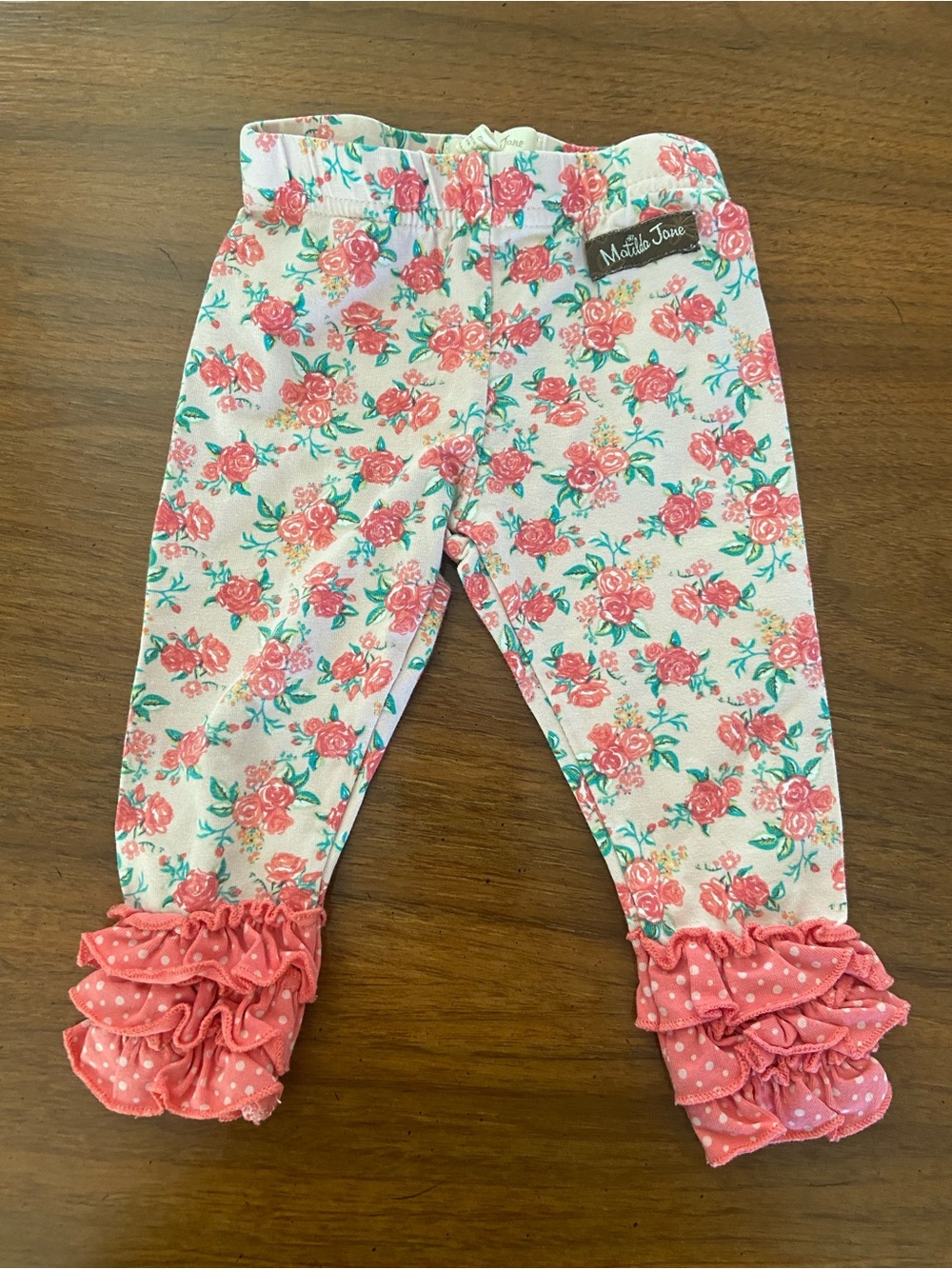 Matilda Jane Coral Rose Floral Leggings 6-12m